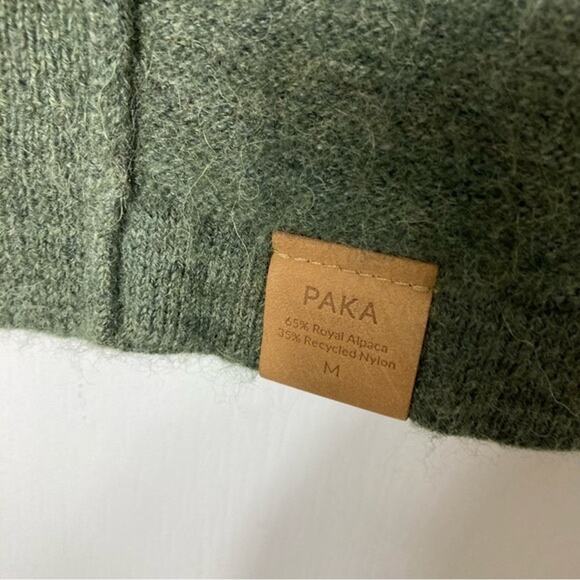 NWOT PAKA Sweater M Unisex”The Hoodie Alpaca Eucalyptus-Green”Aztec&Logo-Patches - Picture 6 of 11